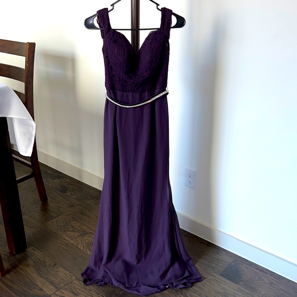 Purple Dress Off Shoulder With Train